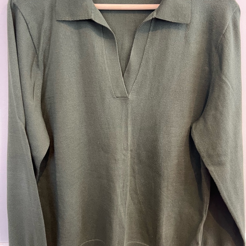 J. Crew Factory Olive V-Neck Sweater
